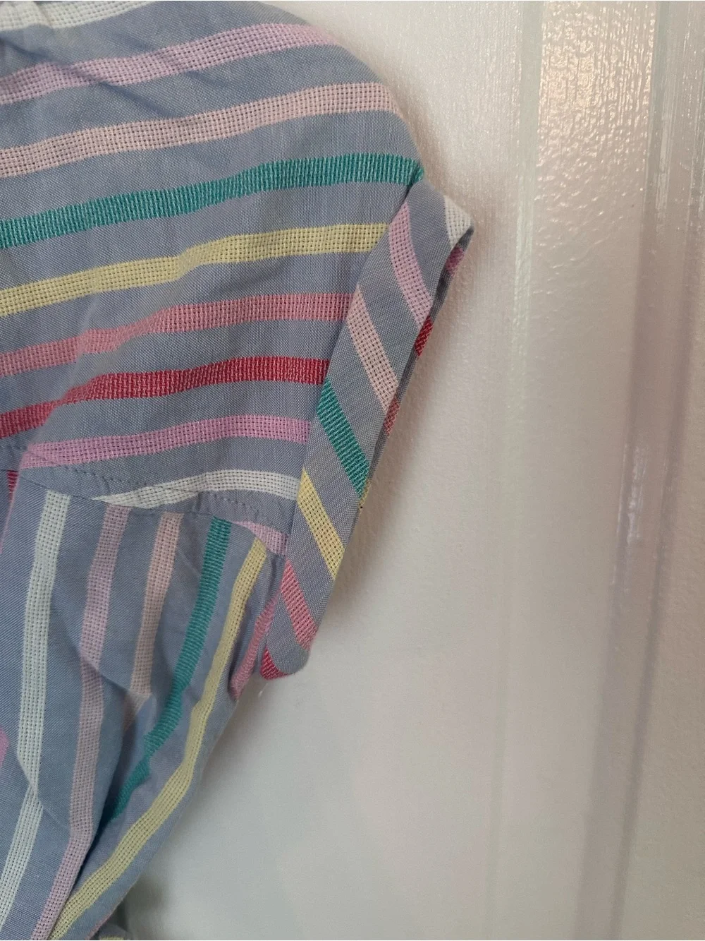 GAP Pastel Rainbow-Striped Belted Shirt Dress